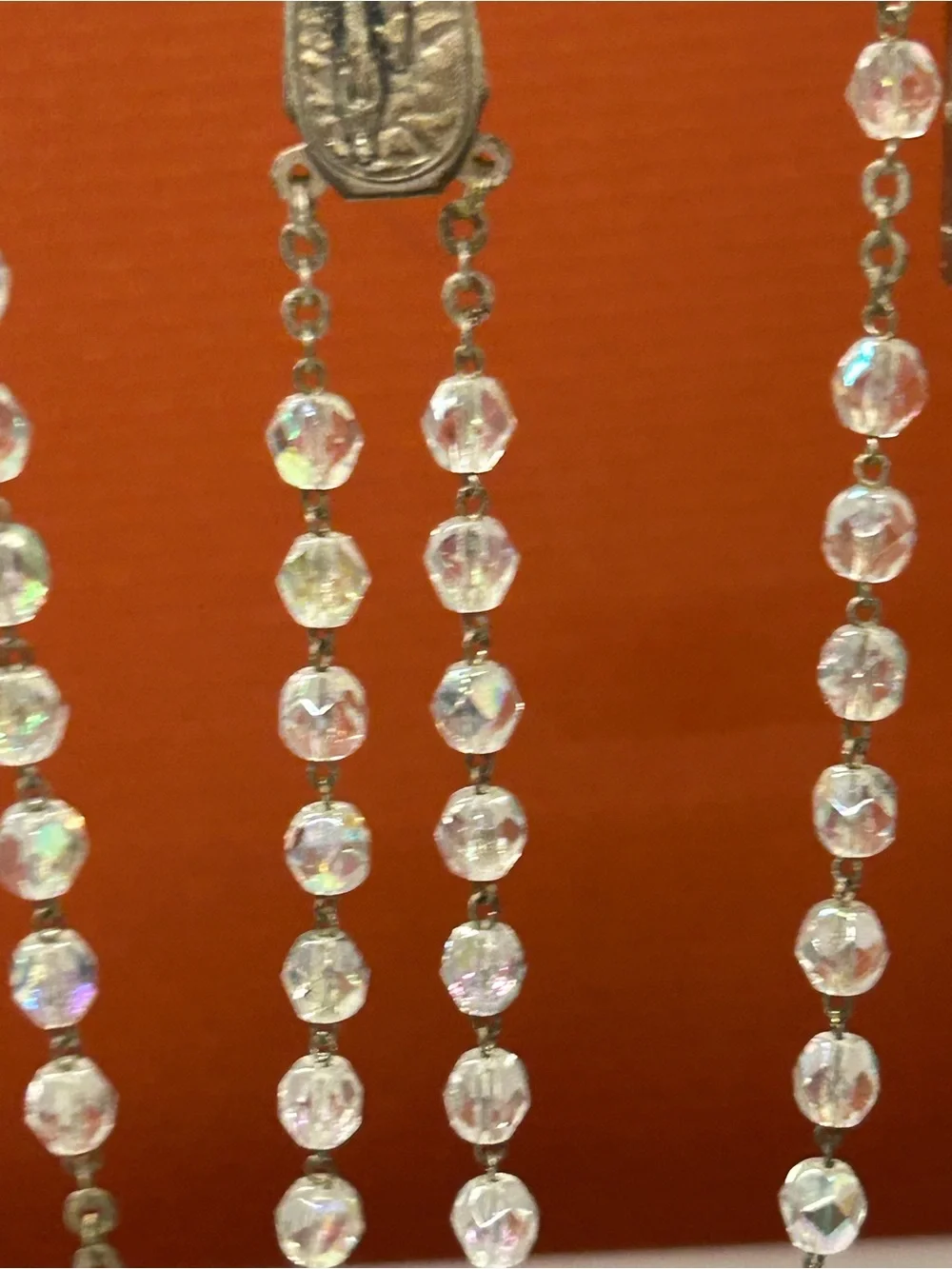 Beautiful vintage Eau de Lourdes AB glass crystal Rosary